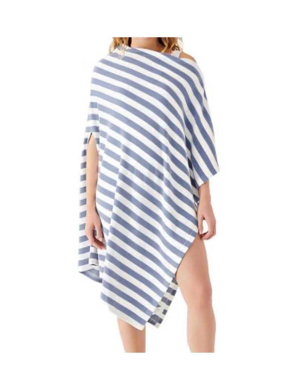 Mersea Striped Blue & White Women's Swim Coverup one size